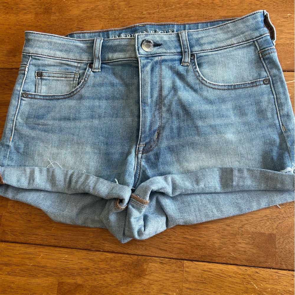 American Eagle hi-rise shortie denim shorts